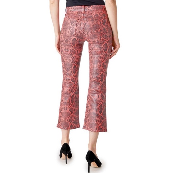 J Brand Selena Mid-Rise Snakeskin-Print Crop Bootcut Jeans - Picture 2 of 6